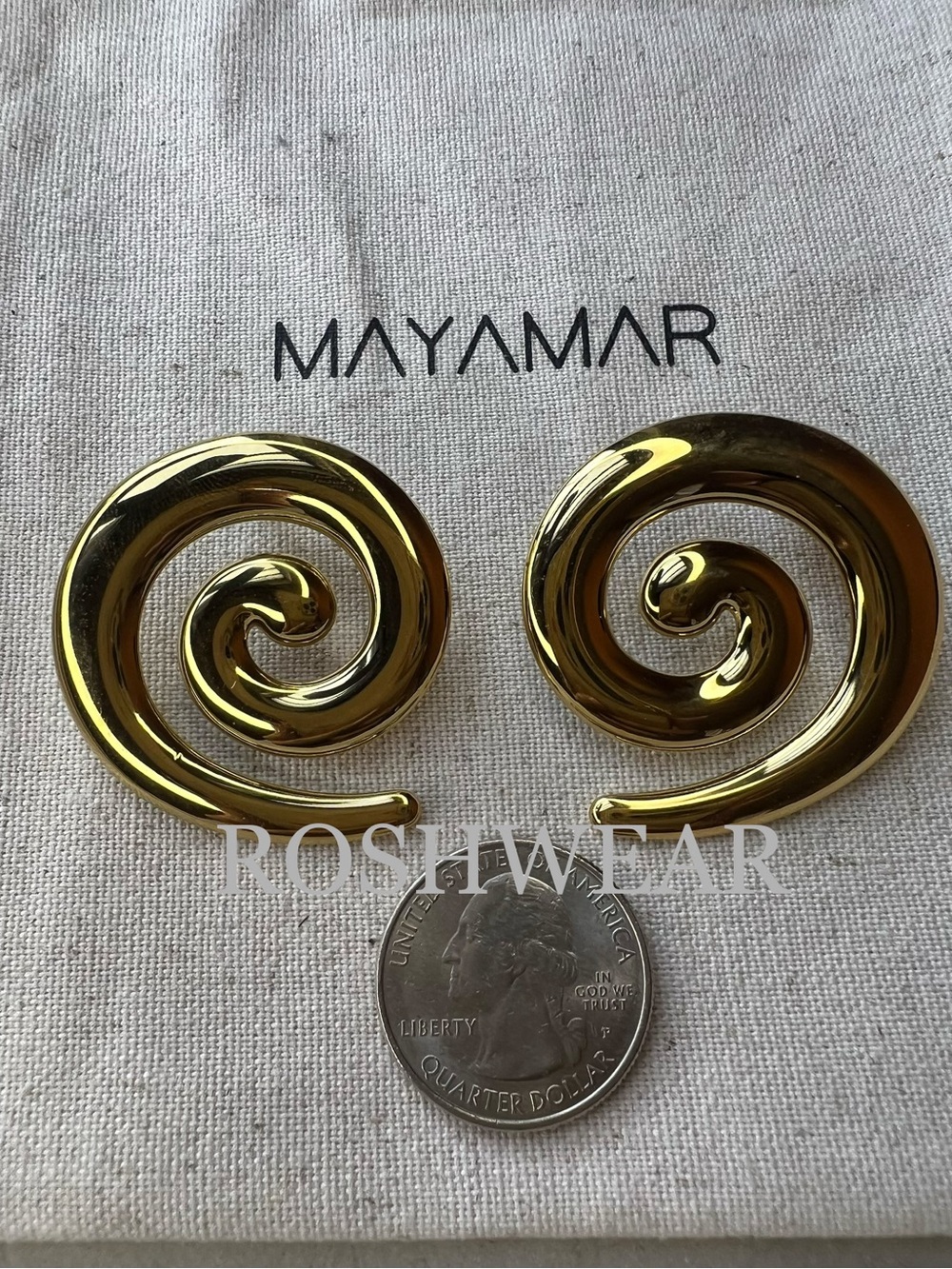 Gold Spiral Statement Earrings NWOT